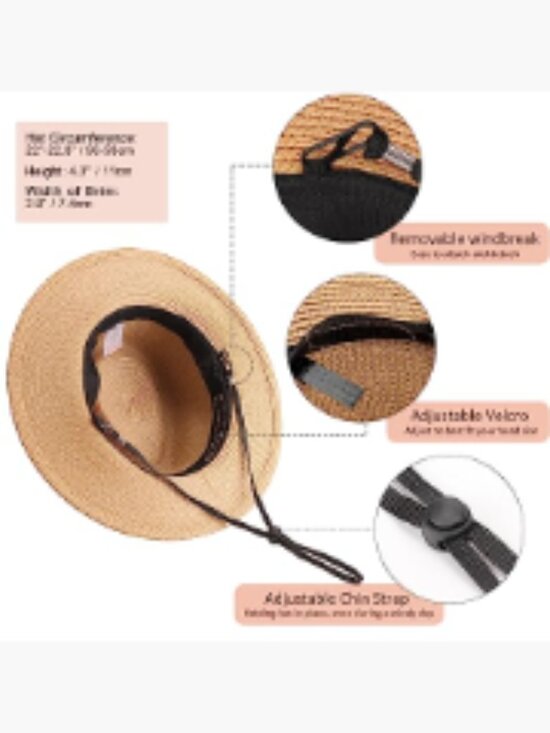 Unisex Packable Fedora Bucket Sun Straw Beach Hat with UPF 50+ Pineapple&Star Genoa Fedora Bucket Sun Straw Beach Hat Fine  main image 2
